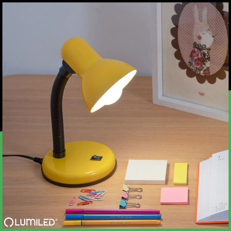 Lampka Biurkowa Stołowa Regulowana SARA Szkolna Nocna E27 Żółta LUMILED