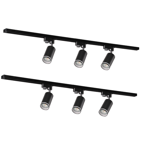 Zestaw Szynowy Szynoprzewód Szyna Listwa 1-Fazowa + 6x Reflektor GU10 Czarna PARIS Sanico Goldlux