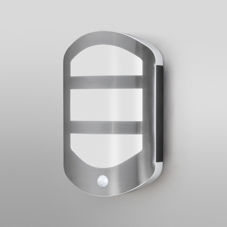 Lampa Ogrodowa Zewnętrzna Kinkiet Elewacyjny LED 12.5W 650lm 3000K IP44 Srebrny Z Czujnikiem Ruchu i Zmierzchu Endura Ledvance