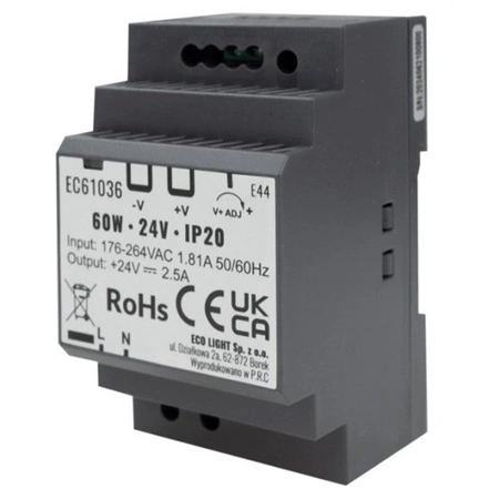 Zasilacz Na Szynę Led DIN Premium Line 60W 24V Ecolight
