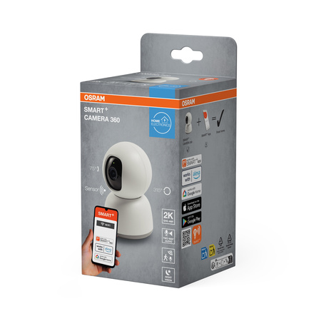 Inteligentna Kamera Wewnętrzna Stojąca 360° Głośnik Śledzenie Ruchu Smart+ Wifi Biała Osram