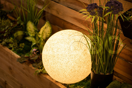 Lampa Zewnętrzna Ogrodowa Wbijana 230V E27 KULA 40cm Kamienna