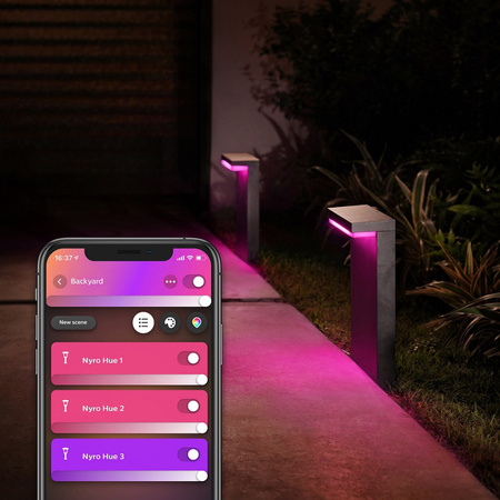 Philips HUE Nyro WACA Lampa Słupek Zewnętrzny 13.5W Czarny 17455/30/P7