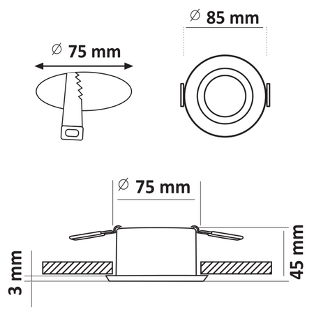 Oprawa Podtynkowa Okrągła Ruchoma KOLDING Biało - Srebrna MR16 GOLDLUX (Polux)