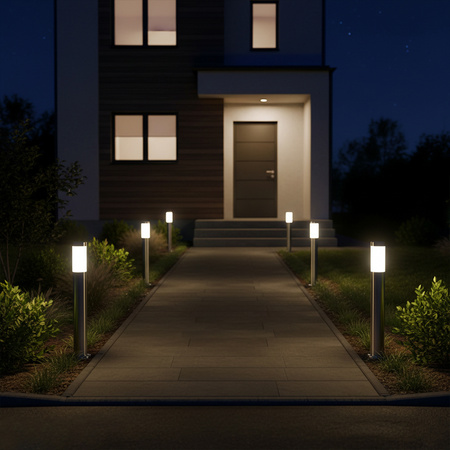 Lampa Ogrodowa Zewnętrzna E27 INOX SŁUPEK 65cm Lilium LUMILED