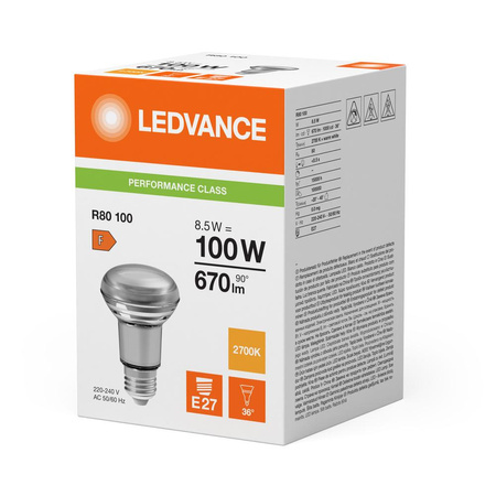 Żarówka LED R80 E27 8.5W = 100W 670lm 2700K Ciepła Biała FILAMENT LEDVANCE