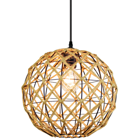 Lampa wisząca sufitowa kula UMEA IL MIO w stylu boho stal + sznur 1x E27 GOLDLUX (Polux)