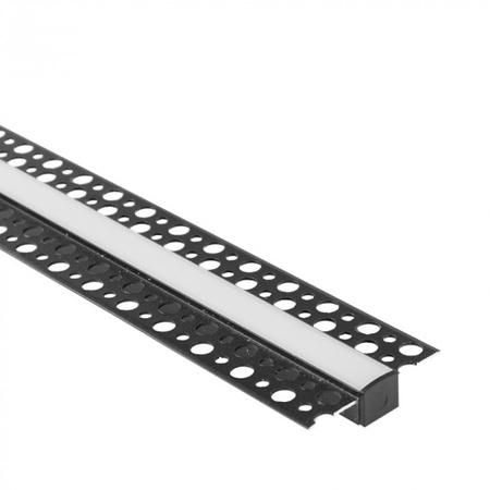 Profil Aluminiowy LED do Płyt GK Gipsowych REGIPS Wpuszczany Podtynkowy Czarny 1m z Kloszem Mlecznym do Taśm LED + Zaślepki seria GP Ecolight