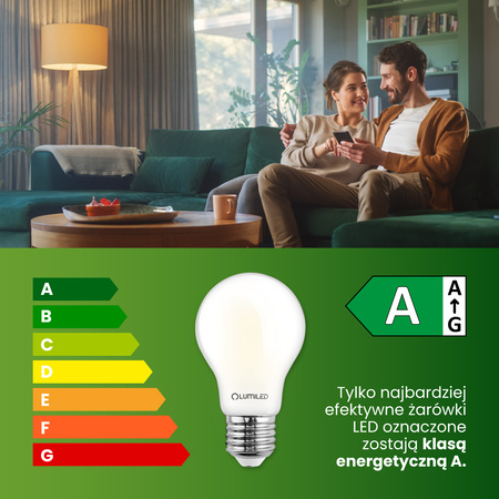 6x Żarówka LED E27 A60 4W = 60W 840lm 3000K Ciepła 360° FILAMENT LUMILED