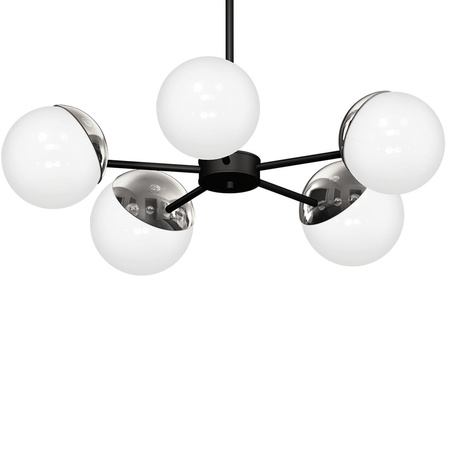 Lampa Sufitowa Żyrandol SFERA Czarna Chrom 5xE14 Milagro