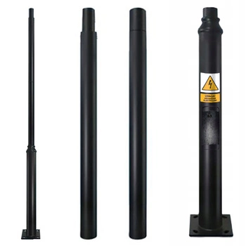 Słup Maszt Oświetleniowy Składany do Lamp Ulicznych Latarni z Oknem Rewizyjnym 3m fi60 Czarny KOBI