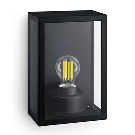 Kinkiet Ogrodowy Lampa Elewacyjna Zewnętrzna E27 IP44 Czarna Alzor Philips