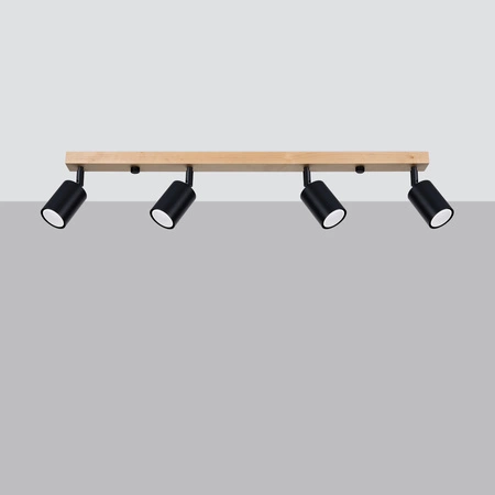 Lampa Sufitowa Oprawa Natynkowa SPOT TUBA Reflektor 4x GU10 Punktowa Ruchoma Tubularna Czarna Brązowa Nowoczesna Verdo Sollux