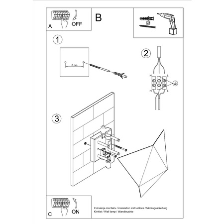 Lampa Ścienna Kinkiet 2x G9 Wielokątny Czarna Nowoczesna Solido Sollux