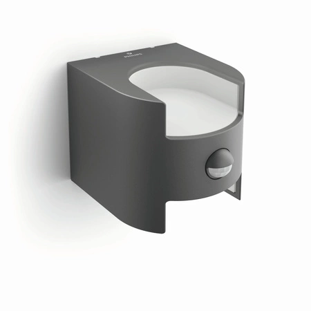 Kinkiet Ogrodowy Lampa Elewacyjna Zewnętrzna LED 9W 800lm 2700K IP44 z Czujnikiem Ruchu i Zmierzchu Antracyt Grass Philips