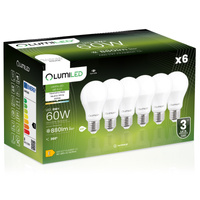 6x Żarówka LED E27 A60 8W = 60W 880lm 4000K Neutralna 260° LUMILED