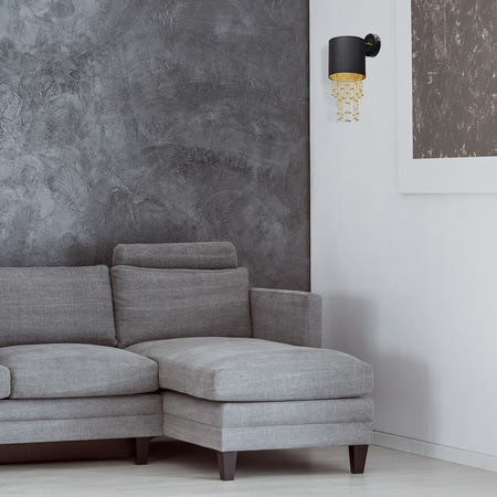 Lampa Ścienna Kinkiet ALMERIA Czarna Złota 1xE27 Milagro