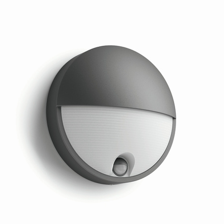 Kinkiet Ogrodowy Lampa Elewacyjna Zewnętrzna LED 5.5W 600lm 2700K IP44 z Czujnikiem Ruchu i Zmierzchu Antracyt Capricorn Philips