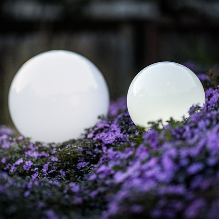 Lampa Solarna Ogrodowa LED ATRIS Wbijana Naziemna Biała Kula 25cm RGB LUMILED