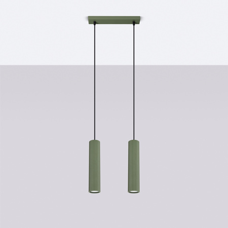 Lampa Wisząca Sufitowa Zwis Tuba Spot 2x GU10 Oliwkowa Karbon Deep Space SL.1612 Sollux