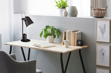 Lampka Biurkowa Stołowa Szkolna Nocna + Organizer Raibo E27 5W Czarna KANLUX