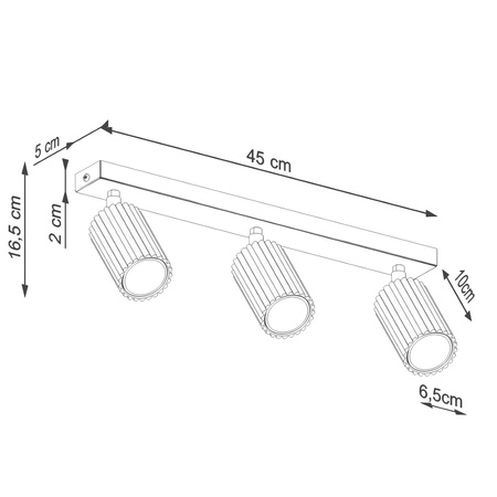Lampa Sufitowa Reflektor Tuba Spot 3x GU10 Złota Karbon Deep Space SL.1562 Sollux