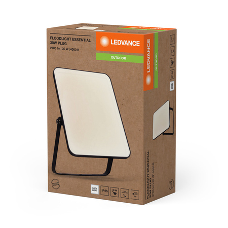 Naświetlacz LED Reflektor Zewnętrzny Lampa 30W 2700lm 4000K IP65 Czarny Essentials Ledvance