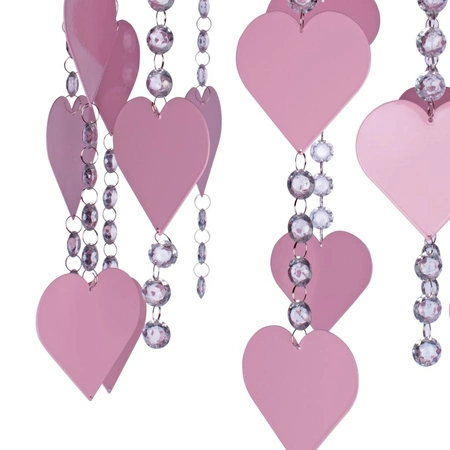 Lampa dziecięca sufitowa fioletowa Żyrandol Serduszka CORAZON 3x E27 Metal i kryształki Milagro