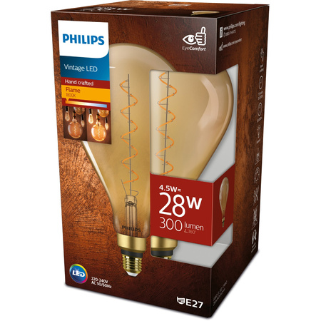Żarówka LED E27 A160 4.5W = 28W 300lm 1800K Ciepła 330° FILAMENT Vintage Bursztynowa Decorative Philips