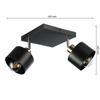 Lampa Sufitowa Spot Tuba Reflektor Oprawa Halogenowa 2x E27 Ruchomy Czarny Miedziany Elza Masterled