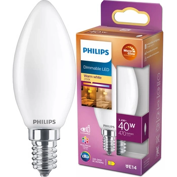 Żarówka LED E14 Świeczka B35 3.4W = 40W 470lm 2200-2700K Ciepła CRI90 FILAMENT Ściemnialna WarmGlow Philips