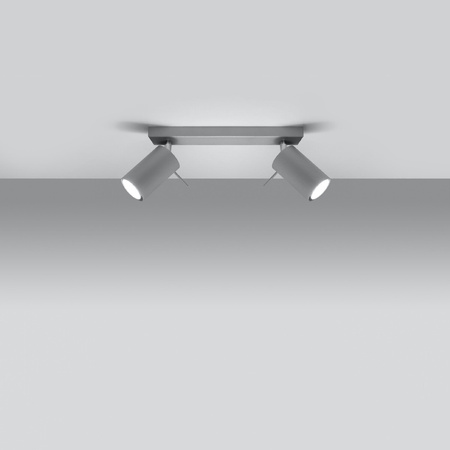 Lampa Sufitowa Oprawa Natynkowa 2x GU10 SPOT TUBA Reflektor Ruchoma Minimalistyczna Tubularna Szara Nowoczesna Ring Sollux