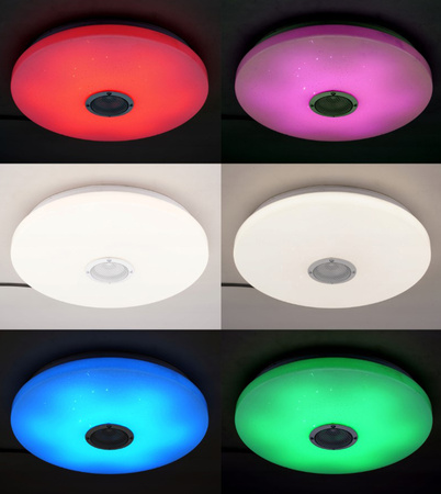 PLAFON LED 49cm lampa sufitowa okrągła RGBW 3000K-6500K + pilot Głośnik BLUETOOTH