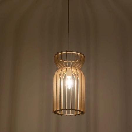 Lampa Sufitowa Wisząca E27 Biała Drewno Skandynawska KYMI A 10570 Nowodvorski