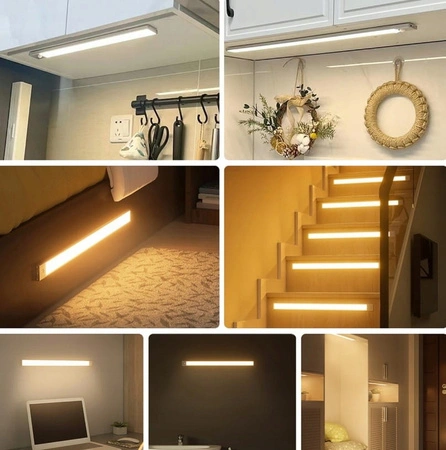 Lampka Podszafkowa LED Listwa Meblowa 2W 4500K 30cm z Czujnikiem Ruchu Srebrna