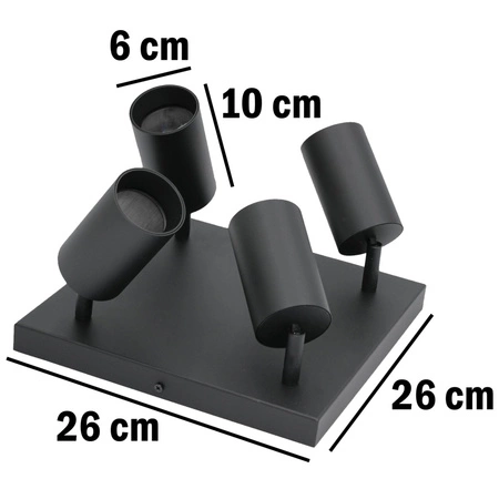 Lampa sufitowa QUALIS SPOT Oprawa Halogenowa 4xGU10 Czarna