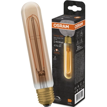 Żarówka Dekoracyjna LED E27 TUBULAR 4,8W = 40W 470lm 2200K Ciepła 320° Filament Ściemnialna OSRAM Vintage 1906