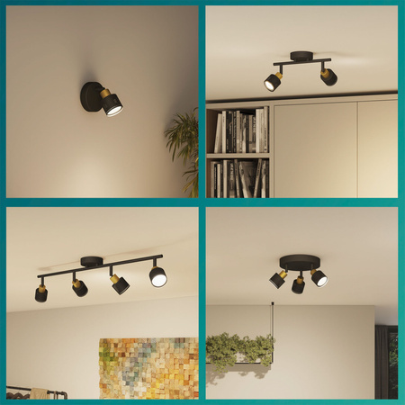 Lampa Sufitowa Reflektor 3x GU10 Czarna-Miedziana Niall Philips