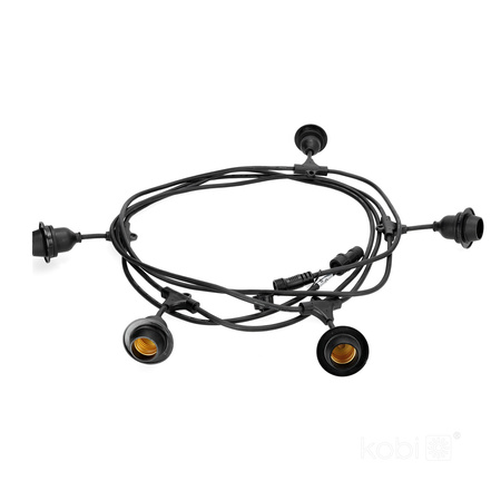 Girlanda Ogrodowa Zewnętrzna Łańcuch Świetlny 5x E27 Czarna IP44 5m Crete Kobi