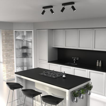 Lampa Sufitowa PRESTON Czarna Chrom 2x mini GU10 Milagro