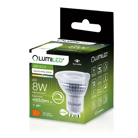 6x Żarówka LED GU10 Reflektor PAR16 8W = 80W 650lm 4000K Neutralna 36° Ściemnialna LUMILED