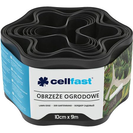 Obrzeże Ogrodowe Trawnikowe Elastyczne Faliste 10cm x 9m Czarne CELLFAST