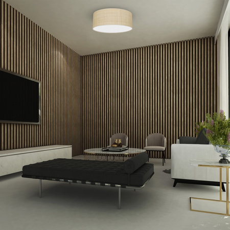 Plafon LED Lampa Sufitowa MARSHALL Biała Rattanowa 2xE27 Ø40cm Milagro