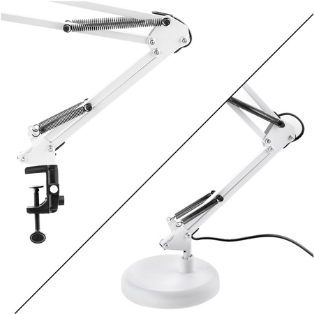 Lampka Biurkowa Kreślarska Stołowa E27 TOBI Biała Lumiled + uchwyt na blat