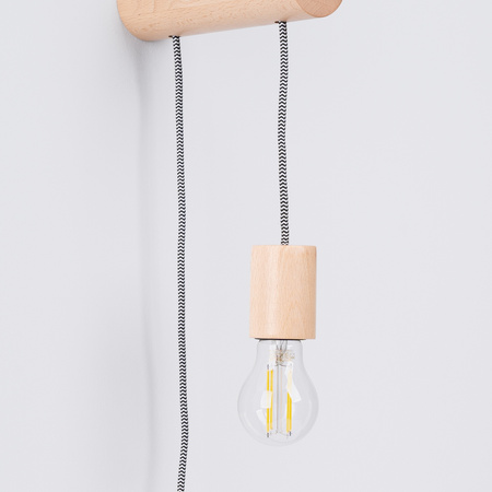 Lampa Ścienna Zwis 1x E27 Naturalne Drewno Biała Nimbi Peach Puff SL.1644 Sollux