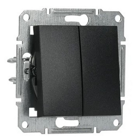 Włącznik Światła Podwójny Schodowy Dwubiegunowy bez Ramki Podtynkowy Asfora IP20 Antracyt