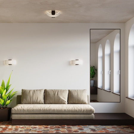 Lampa Ścienna Kinkiet 2x E14 Prostokątna Brązowa Biała Nowoczesna Emilio Sollux