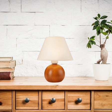 Lampa Stołowa Biurkowa Nocna BALL E27 Brązowa Kremowa Abażur LN-1.D.2 Lamkur