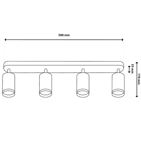 Lampa Sufitowa Reflektor LED Spot 4x GU10 IP44 ADERO Czarna Lumiled