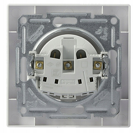 Gniazdo Pojedyncze 2P+PE z Przesłonami z Ramką SCHNEIDER ASFORA